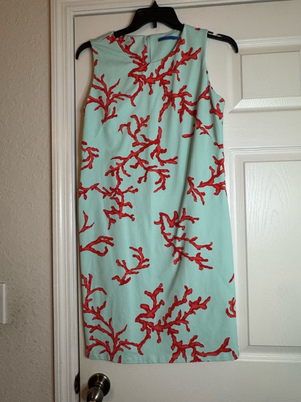 J. McLaughlin Mint Dress with Coral-Red Floral Accents
